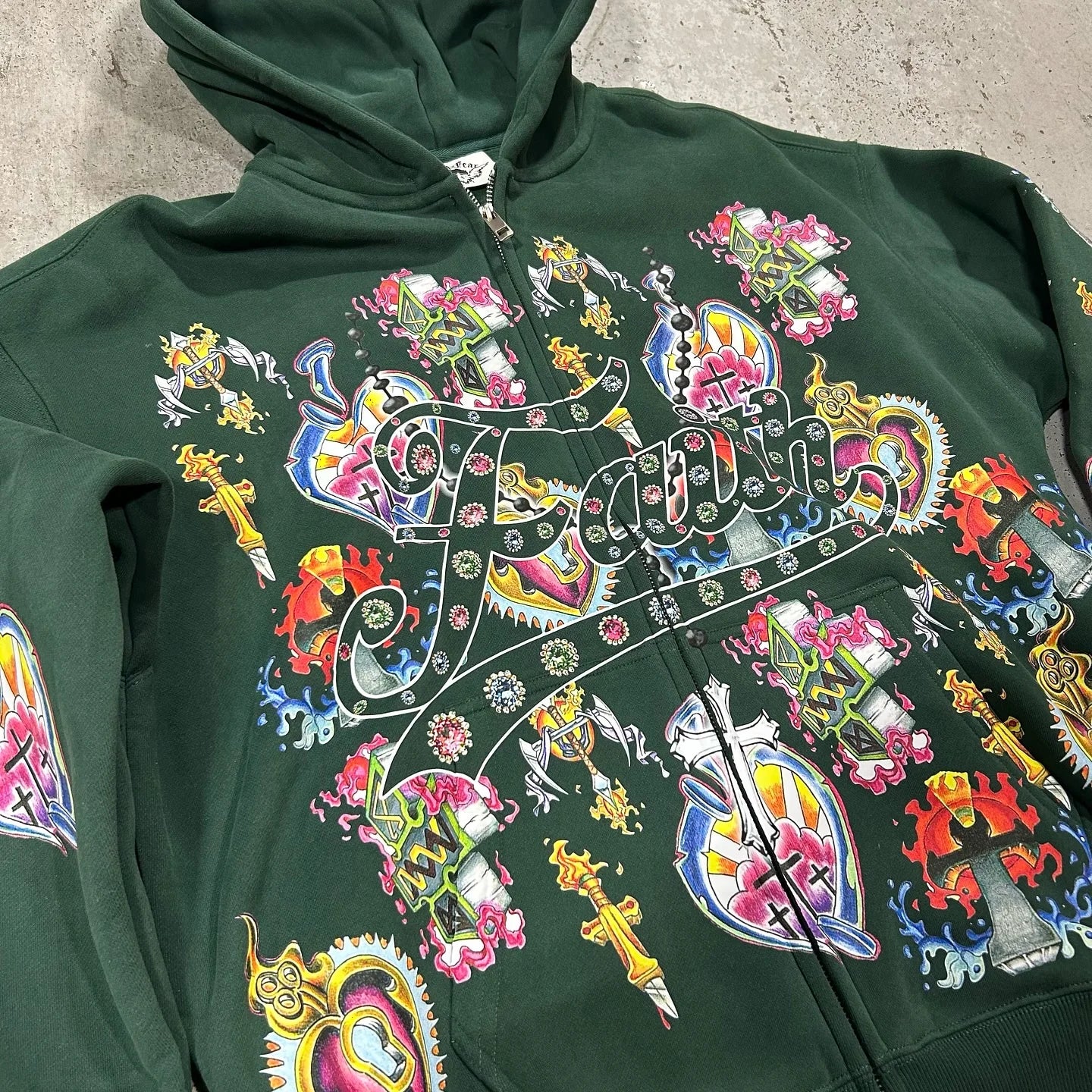 CHRISTWRLD™ Blossom Hearts Green Hoodie