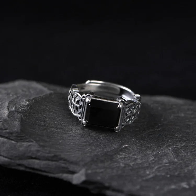 CHRISTWRLD™ Black Stone Silver Ring