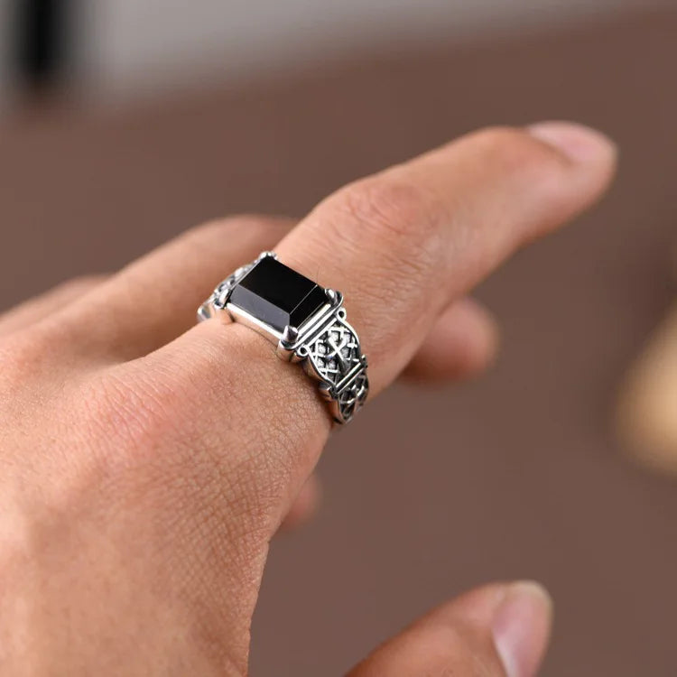 CHRISTWRLD™ Black Stone Silver Ring