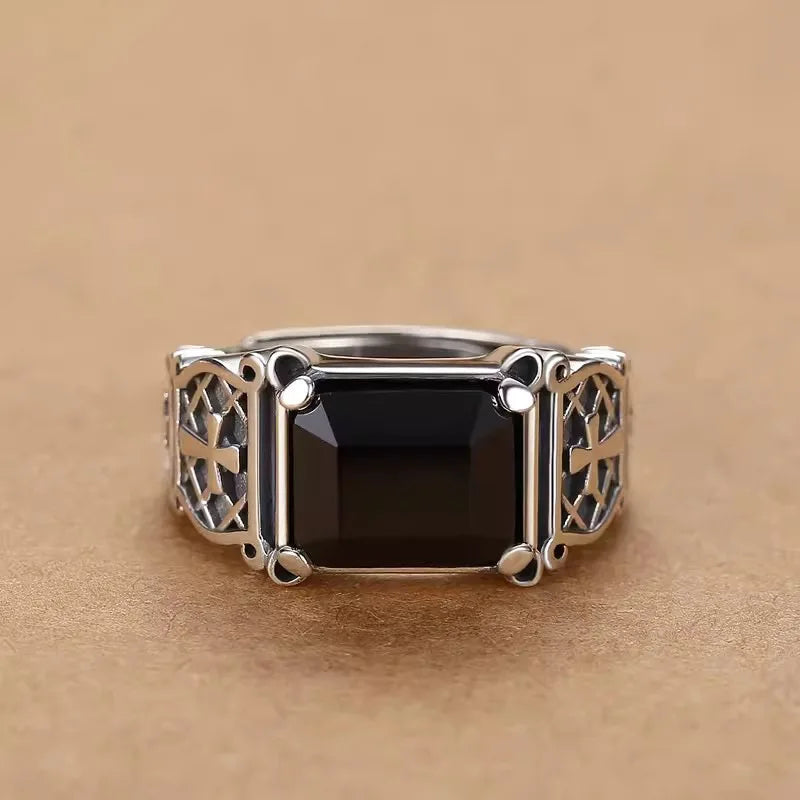 CHRISTWRLD™ Black Stone Silver Ring