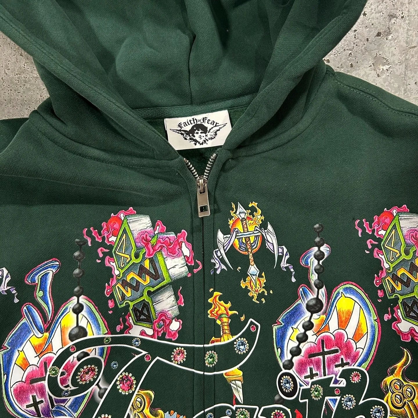 CHRISTWRLD™ Blossom Hearts Green Hoodie
