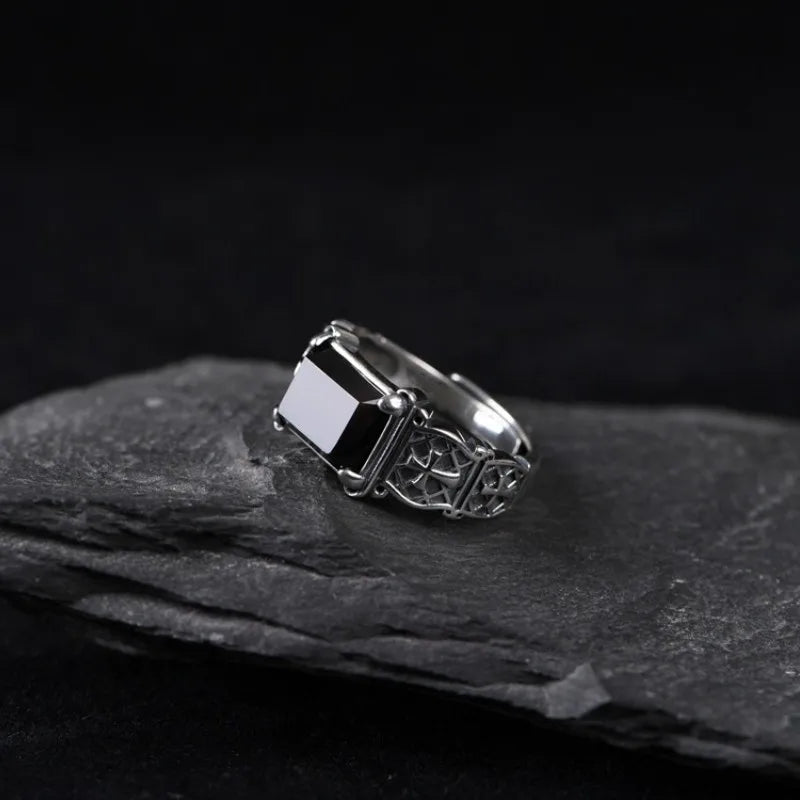 CHRISTWRLD™ Black Stone Silver Ring